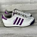 Adidas Shoes | Adidas Men’s/ Boys Samoa White Purple Trim Casual Classic Shoes Size 6 Women 8 | Color: Purple/White | Size: 6