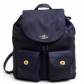 Coach Bags | Coach Billie Pebbled Leather Backpack In Midnight Blue | Color: Blue/Gold | Size: Os