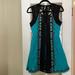 Free People Dresses | Free People Turquoise Mini Dress With Black Openwork Detail & Embroidery, Size 2 | Color: Black/Blue | Size: 2