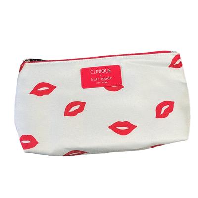 Kate Spade Bags | Clinique And Kate Spade Powder Blue And Red Kiss Pattern Makeup Bagnwot | Color: Blue/Red | Size: Os