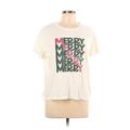 Old Navy Short Sleeve T-Shirt: Ivory Graphic Tops - Women's Size Large