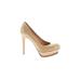 Pour La Victoire Heels: Pumps Platform Cocktail Party Tan Print Shoes - Women's Size 8 1/2 - Closed Toe