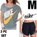Nike Shorts | 2 Pc Nike Set Grey Logo Top + Nwot Black Running Shorts Medium | Color: Black/Gray | Size: M