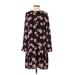 The Limited Casual Dress - Shift Crew Neck 3/4 sleeves: Black Print Dresses - Women's Size Small