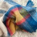 American Eagle Outfitters Accessories | American Eagle Outfitters Multi Colored Oversized Mohair Wrap Scarf | Color: Blue/Cream | Size: Os