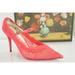 Gucci Shoes | Gucci Virgina 95 Pink Lace Pointed Toe Pumps Mj Strap Size 39.5 Nib $1100 Neon | Color: Pink | Size: 39.5eu