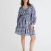 J. Crew Dresses | J Crew Olivia Navy White Gingham Flowy Long Sleeve Mini Dress Nwt | Color: Blue/White | Size: Various