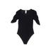 H&M Bodysuit: Black Solid Tops - Women's Size Small