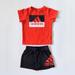 Adidas Matching Sets | Adidas Infants Short Sleeve Black Red Logo Shorts Size 6 Months | Color: Black/Red | Size: 6mb
