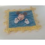 Disney Toys | Disney Parks Mickey Mouse Baby Lovey Security Blanket Blue Yellow Crinkle Tags | Color: Blue | Size: 10" X 11"