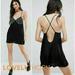 Free People Dresses | Free People // Silver Embroidered Stone Silky Open Back Mini Slip Dress | Color: Black/Silver | Size: M