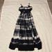 American Eagle Outfitters Dresses | American Eagle Black/White Tyedye Maxi Dress With Medallion Details Size Xxs | Color: Black/White | Size: Xxs