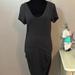 Athleta Dresses | Euc Athleta Black Central Dress Shirt Sleeve Bodycon Ruched Side Women’s Small | Color: Black | Size: S