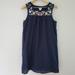 J. Crew Dresses | J Crew Sleeveless Tank Dress Floral Embroidered Boho Linen Cotton Navy Blue S | Color: Blue/Orange | Size: S