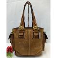 Coach Bags | Coach Brown Distressed Leather Buckle Pockets Top Handle Tote Shoulder Bag | Color: Brown/Tan | Size: Os