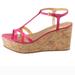 Kate Spade Shoes | Kate Spade Theodora Cork Wedge Platform Ankle Strap Pink Sandals | Color: Pink/Tan | Size: 8