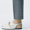 Burberry Shoes | Burberry Chain Link Detail Leather Slingback Loafers In Off-White/ Cream | Color: Cream/White | Size: 6