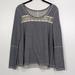 Free People Tops | Free People Striped Sweater Top With Lacing Across Top Size Xs | Color: Gray/White | Size: Xs