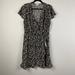 J. Crew Dresses | J Crew Floral Printed Ruffle Faux Wrap Dress Womens Xl Black Short Sleeve V Neck | Color: Black | Size: Xl