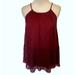 American Eagle Outfitters Tops | American Eagle Gauze & Eyelet Tank Womens Small Burgundy Tiered Halter Top | Color: Purple/Red | Size: S