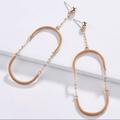 Anthropologie Jewelry | Anthropologie Gold Plated Beige Enamel Horseshoe Chain Cutout Earrings D5 | Color: Gold/Tan | Size: Os
