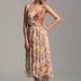 Anthropologie Dresses | Anthropologie Ruched Square Neck Dress-A705 | Color: Cream/Pink | Size: 4