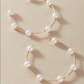 Anthropologie Jewelry | 2/$35 Anthro Big Gold Pearl Hoop Earrings D22 | Color: Gold/White | Size: Os