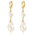 Free People Jewelry | Free People Freshwater Pearl Earrings | Color: Gold/White | Size: Os