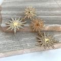 Anthropologie Jewelry | New ~ Anthropologie Crystal Embellished Double Star Earrings | Color: Gold | Size: Os