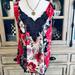 Anthropologie Tops | Anthropology Meadow Rue Floral Sleeveless Top Embroidered V-Neck Relaxed Fit Xs | Color: Red | Size: Xs