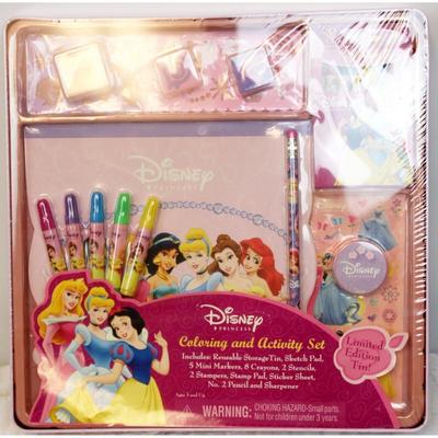 Disney Office | Disney Princess Art Kit In Tin Coloring And Activity Set Stickers Marker Crayons | Color: Pink/Purple | Size: Os