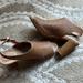 Giani Bernini Shoes | Giani Bernini Faux Leather Wood Heel Sandals Size 10m | Color: Tan | Size: 10