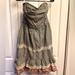 Anthropologie Dresses | Black And Cream Striped Ruffled Bottom Strapless Dress, Size Small | Color: Black/Cream | Size: S