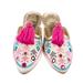 Anthropologie Shoes | Figue Joanna Mule Slide Pointed Toe Pink Gold White Tassels Boho Size 7 | Color: Pink/White | Size: 7