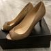 J. Crew Shoes | J. Crew Drea Nude Patent Peep Toe Pumps Wild Mushroom Sz 7.5 Made In Italy | Color: Tan | Size: 7.5