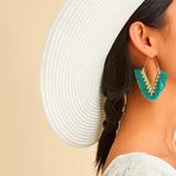Anthropologie Jewelry | 2/$35 Anthropologie Gold Plated Turquoise Blue Fringed Chevron Hoop Ear | Color: Blue/Green | Size: Os