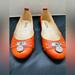 Michael Kors Shoes | Michael Kors Hamilton Ballet Flats Orange Leather Silver Padlock Shoes S | Color: Orange | Size: 5.5