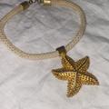 Disney Jewelry | 1970 Vintage Gold Large Starfish Pendant Necklace | Color: Cream/Gold | Size: Os