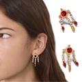 Zara Jewelry | 2/$35 Zara Vintage Style Gold Plated Red Rhinestone Pearl Tassel Earri | Color: Gold/Red | Size: Os