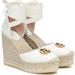 Gucci Shoes | Gucci White Leather Gg Marmont Platform Wedge Espadrilles Size 37 | Color: Gold/White | Size: 7