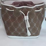 Dooney & Bourke Bags | Euc Dooney & Bourke Canvas Monogram Drawstring Bucket Handbag | Color: Cream/Tan | Size: Os