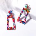 Anthropologie Jewelry | 2/$35 Anthropologie Colorful Marbled Mosaic Acrylic Cutout Drop Earring | Color: Blue/Red | Size: Os
