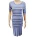 Lularoe Dresses | Euc Lularoe Julia Dress Soft Blue/Brown/White Striped Skirt Rayon/Spandex Xs | Color: Blue/Brown | Size: Xs