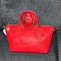 Coach Bags | Coach Cara Satchel Crossbody Bag Brass/Sport Red Soft Pebble Leather Nwt Ce741 | Color: Gold/Red | Size: Os