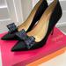 Kate Spade Shoes | Kate Spade Black Lynda Satin With Glitter Bow Pumps | Color: Black/Silver | Size: 7.5