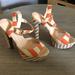 Jessica Simpson Shoes | Jessica Simpson Papaya Orange Stripe Heels Size 9 | Color: Cream/Orange | Size: 9