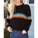 Brandy Melville Sweaters | John Galt Brandy Melville Crewneck Black Rainbow Stripe Pullover Crop Sweater Os | Color: Black | Size: One Size