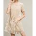 Anthropologie Dresses | Anthropologie Floreat Women’s Crinkled Velvet Dress Champagne | Color: Tan | Size: S