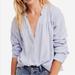 Free People Tops | Free People Changing Horizons Gauze Long Sleeve V Neck Pullover Blouse Pale Blue | Color: Blue | Size: M