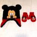 Disney Accessories | Euc Disney Toddler Hat / Gloves Set Acrylic And Soft Fleece-Like Polyester, Os! | Color: Black/Red | Size: Osb